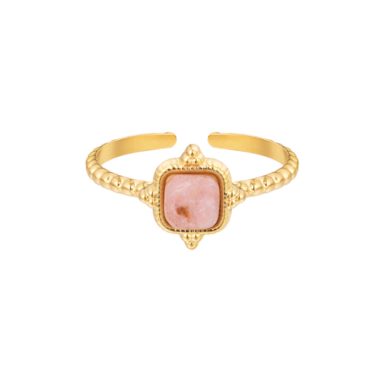 Ring vintage vierkant - roze