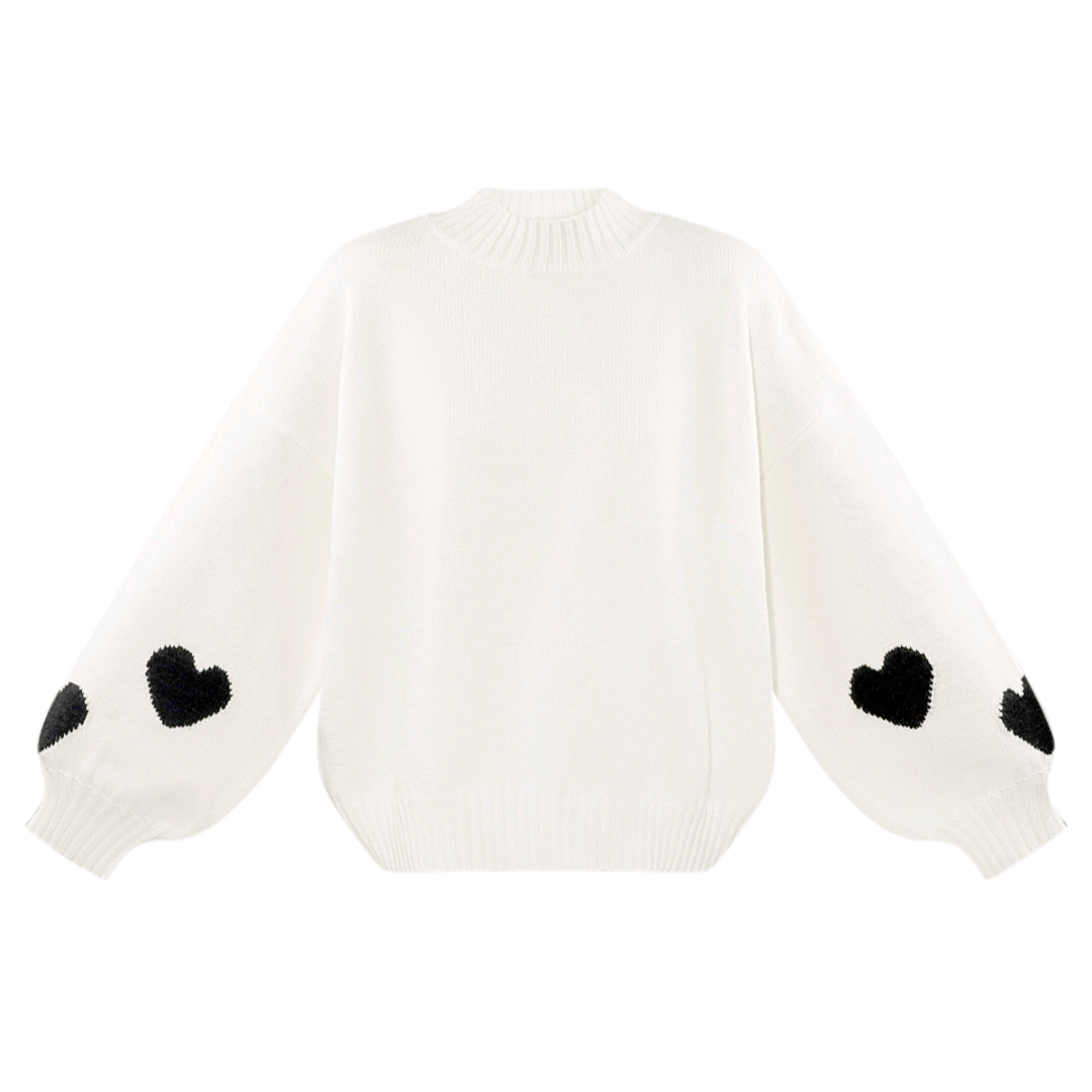 Comfort heart knit trui - off-white