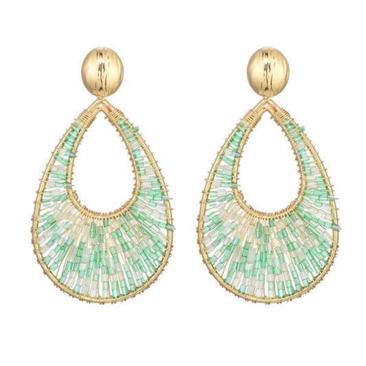 Oorstekers kralen goud - groen