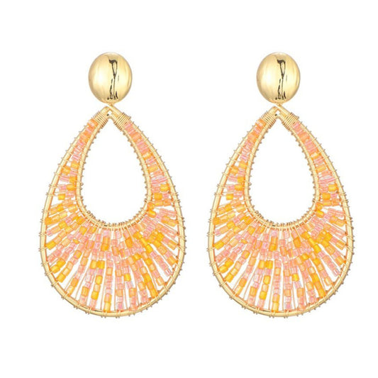 Oorstekers kralen goud - oranje