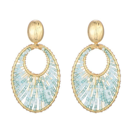 Oorstekers kralen goud - blauw