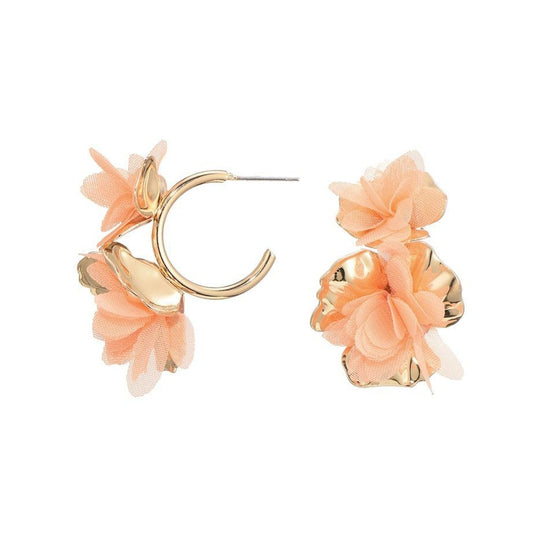 Bloemen oorringen - oranje