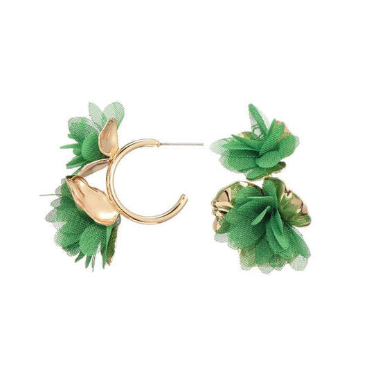 Bloemen oorringen - groen