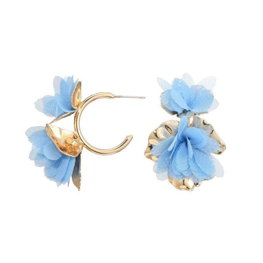 Bloemen oorringen - blauw