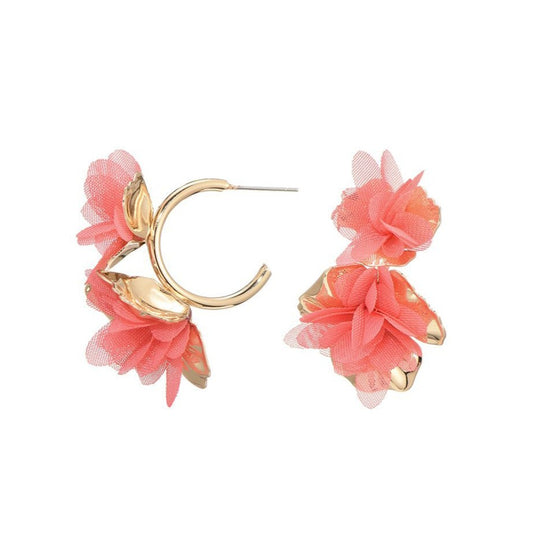 Bloemen oorringen - rood