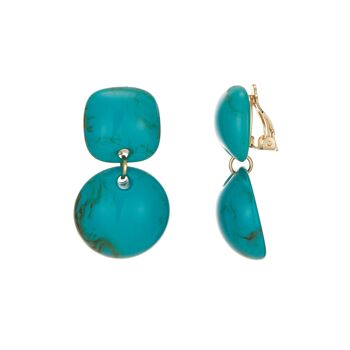 Emifia clip oorbellen - turquoise