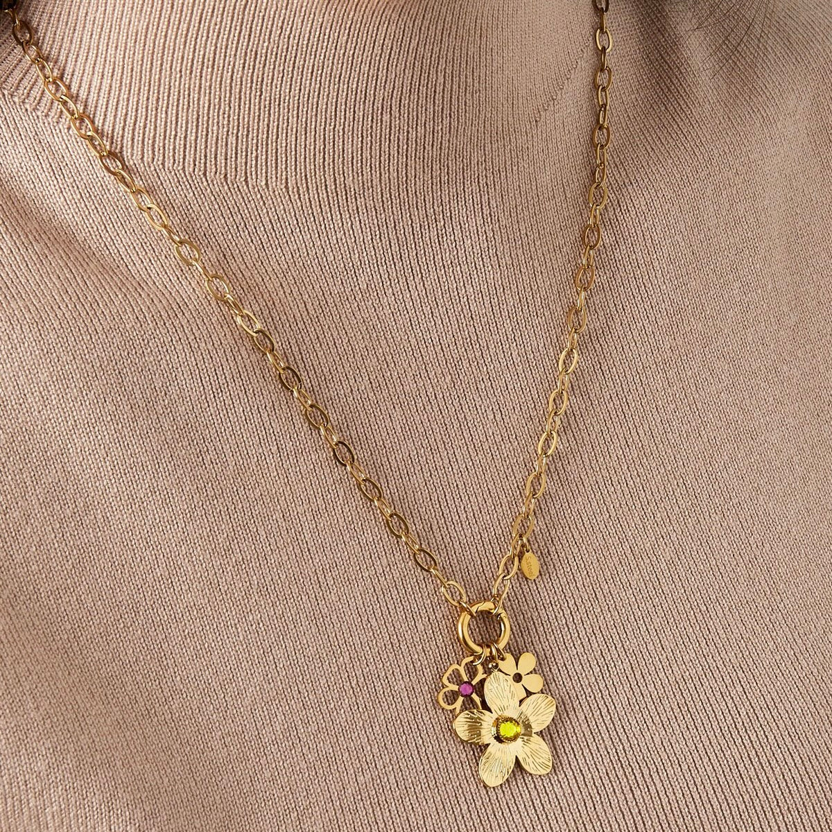 Happy flower ketting - goud