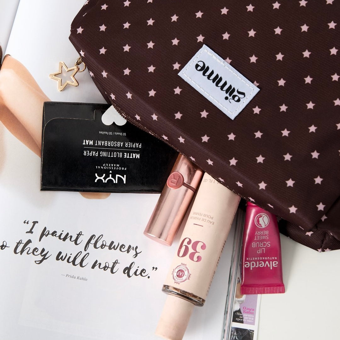 Make-Up tasje met sterretjes - bruin