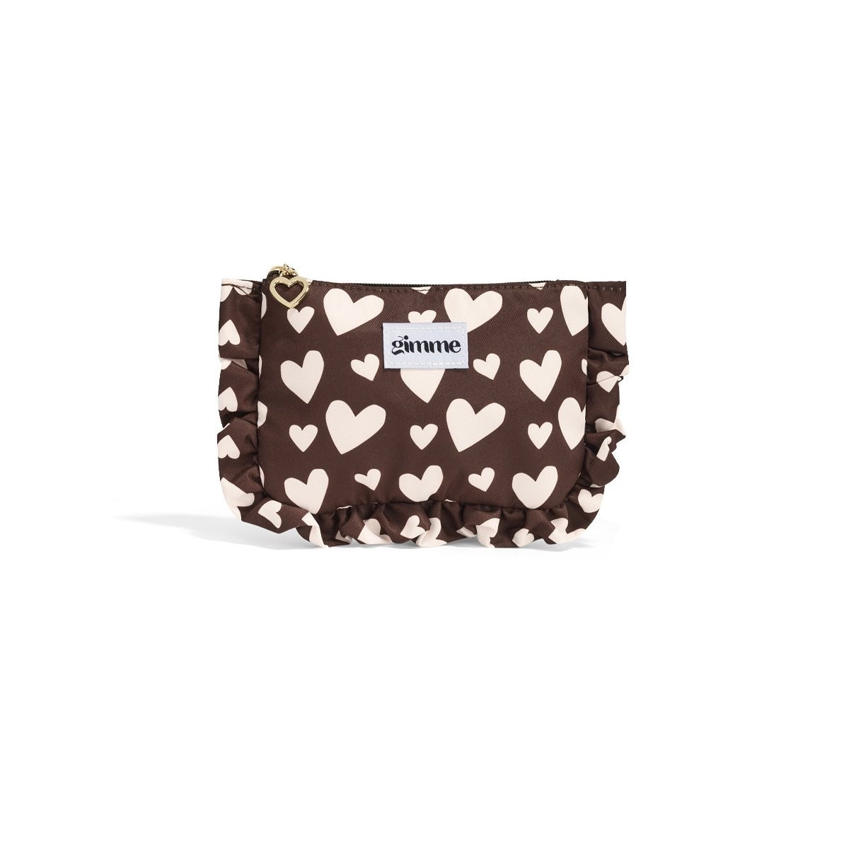 Make-Up tasje met hartjes - bruin