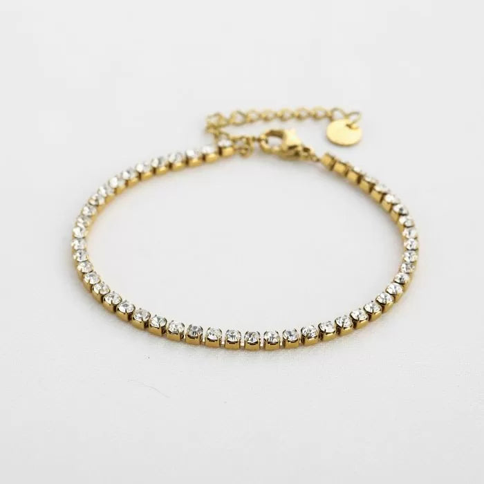Armbandje met strass - goud