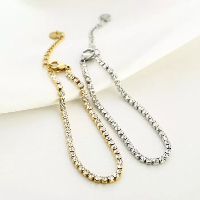 Armbandje met strass - goud