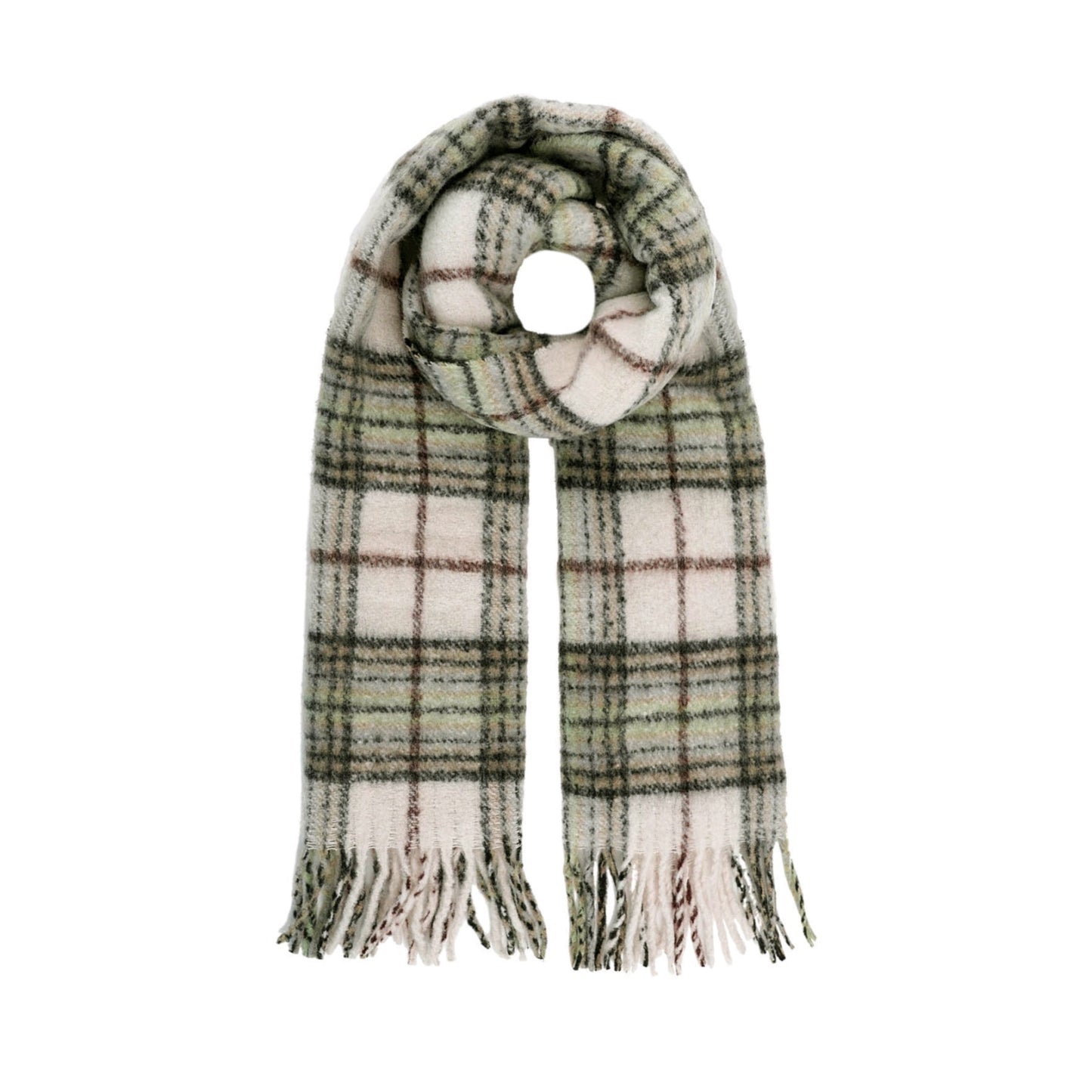 Wintersjaal grote ruitprint - wit