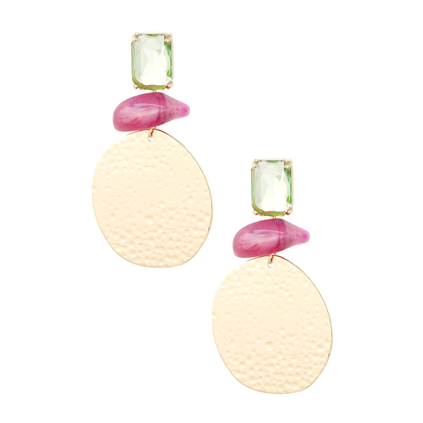 Statement strand vibe oorbellen - roze/groen