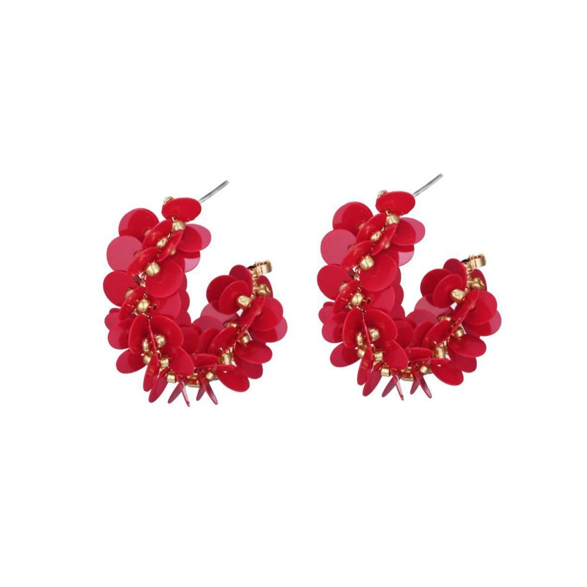 Oorstekers pailletten - rood