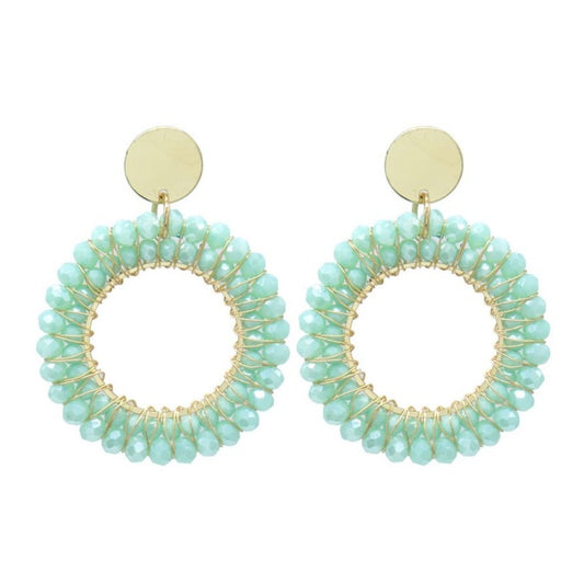 Oorbellen dubbellaags kralen - blauw/turquoise