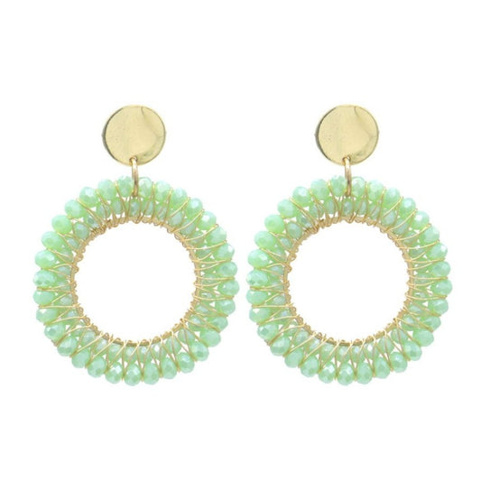 Oorbellen dubbellaags kralen - groen