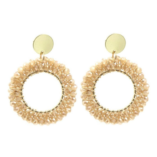 Oorbellen dubbellaags kralen - bruin