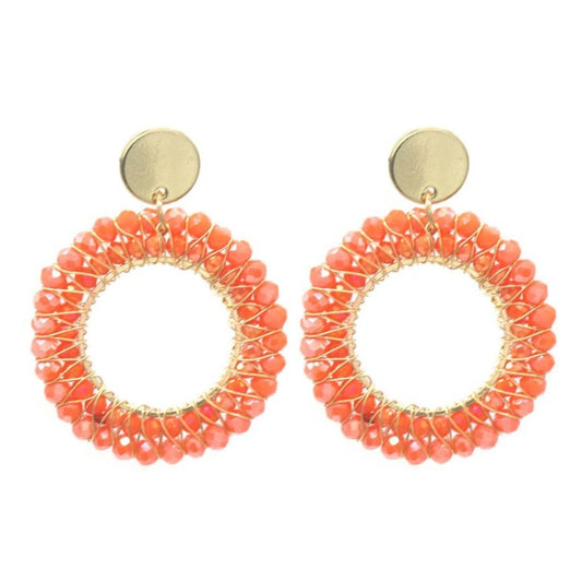 Oorbellen dubbellaags kralen - oranje