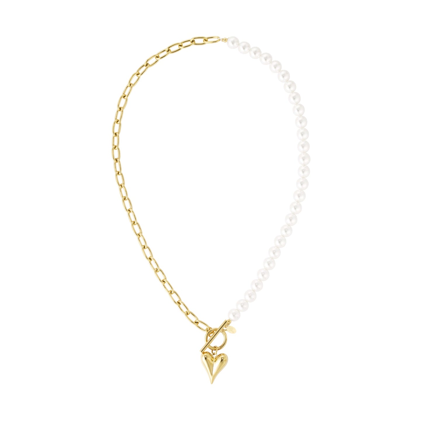 Parel ketting met hart - goud