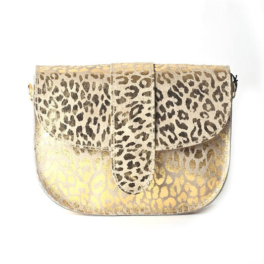 Nubuck schoudertas metallic - goud