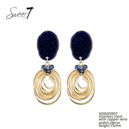 Sweet7 oorbellen -blauw/goud