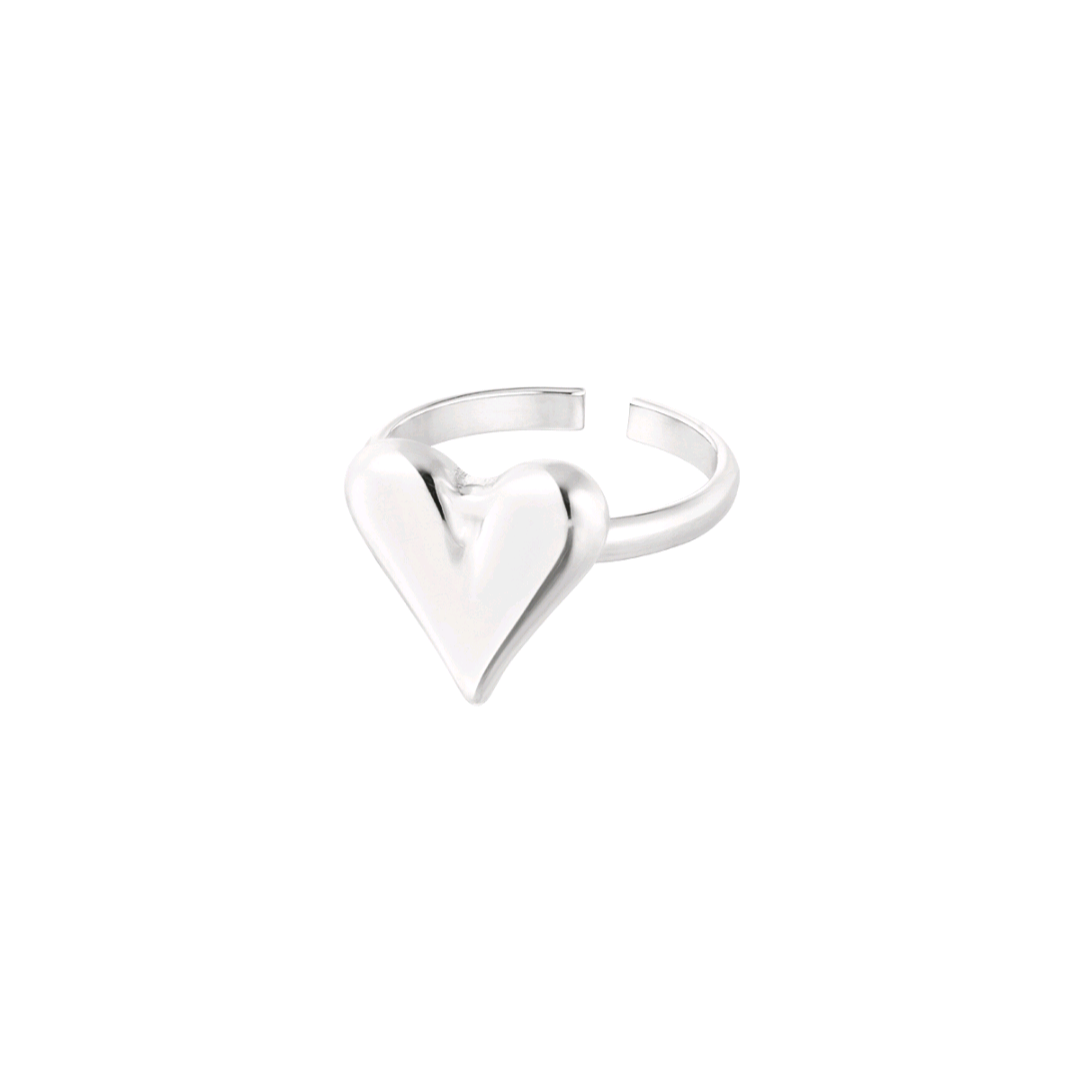 Classy hartjes ring - zilver