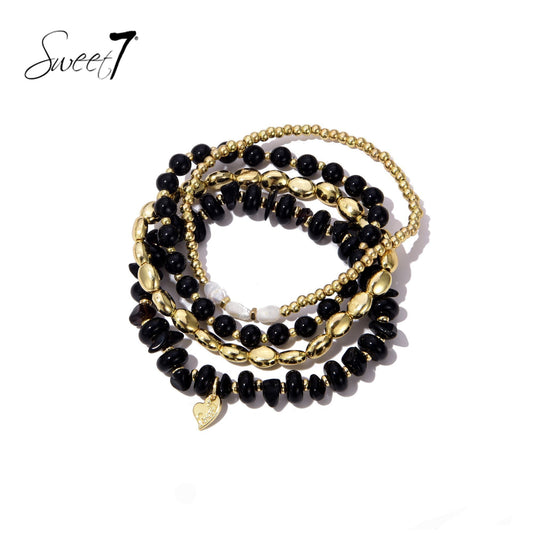 Sweet7 armbanden set zwart/goud