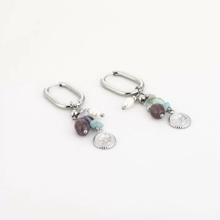 Lente oorbellen turquoise- zilver