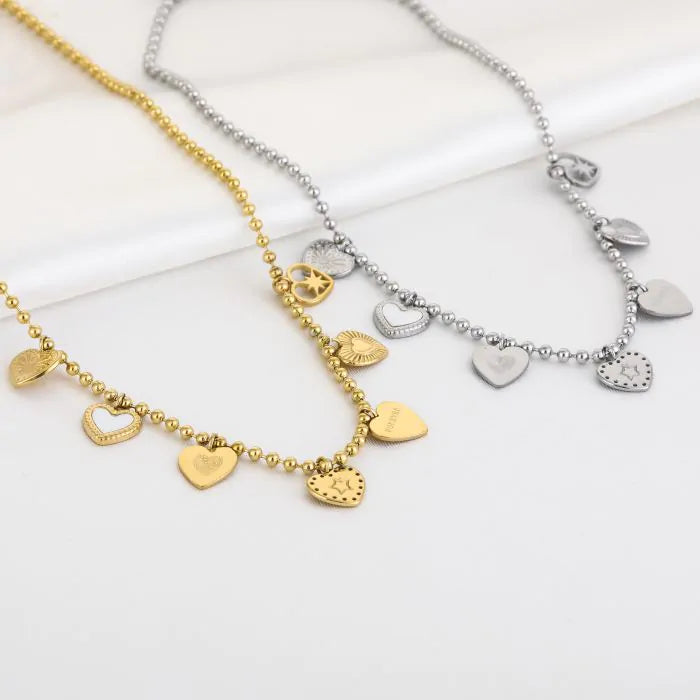 Hartjes bedels ketting - zilver
