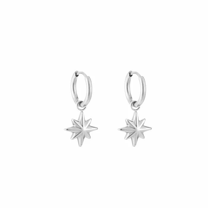 Oorbellen morning star - zilver