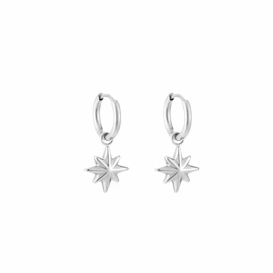 Oorbellen morning star - zilver