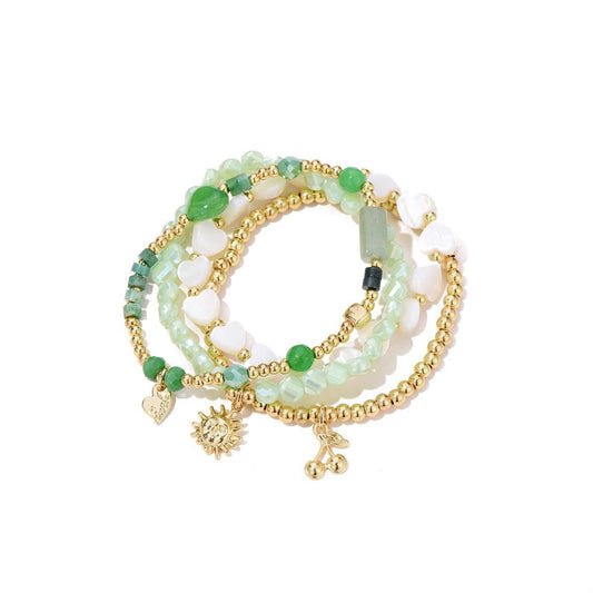Sweet7 Armbanden set sunshine/cherry - groen
