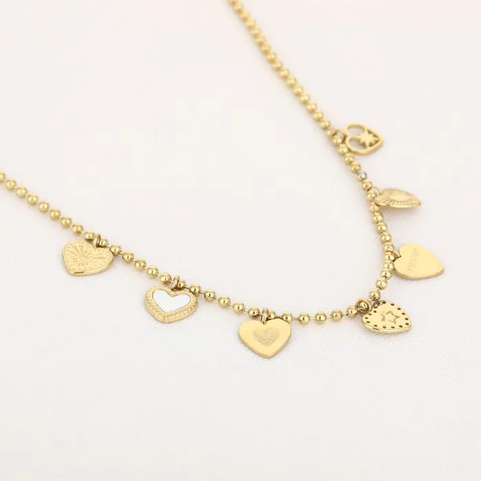 Hartjes bedels ketting - goud