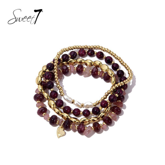 Sweet7 armbanden set paars/goud