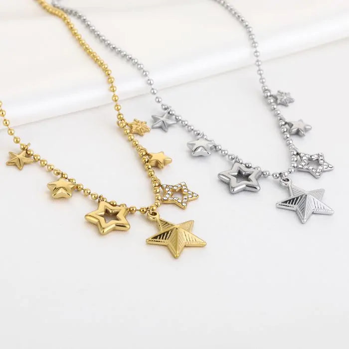 Steren bedels ketting - zilver