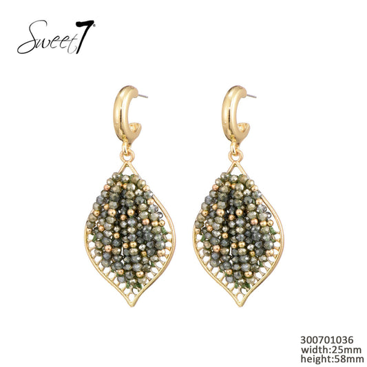 Sweet7 oorbellen - groen/goud
