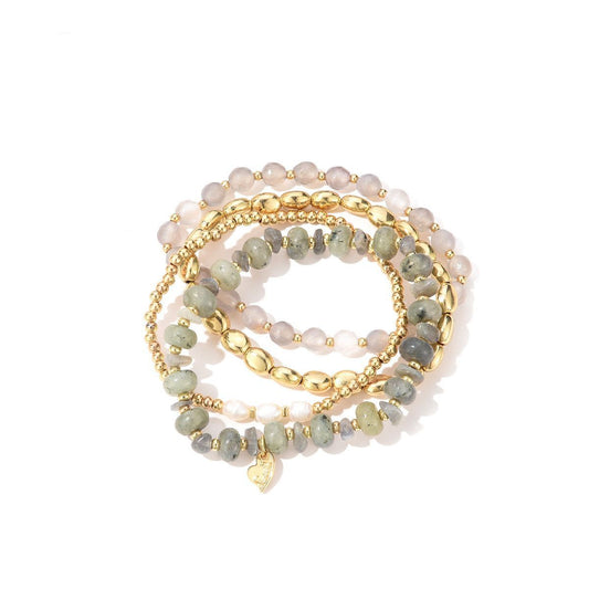 Sweet7 Armbanden set groen/grijs