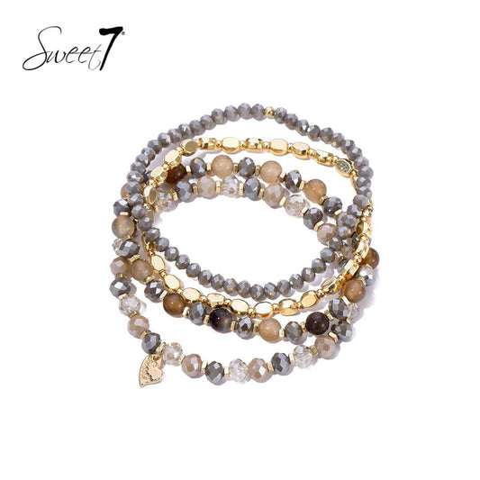 Sweet7 armbanden set taupe/goud