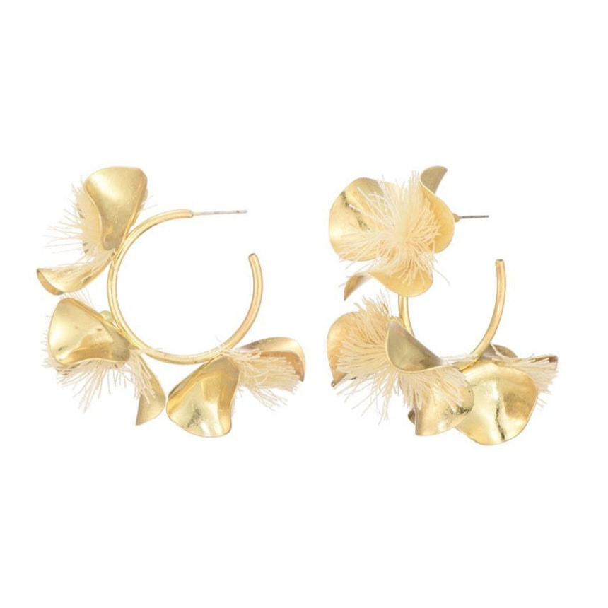 Creool bloem met kwast - beige