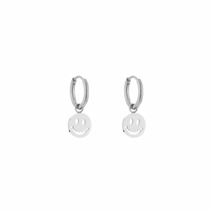Smiley oorbellen - zilver