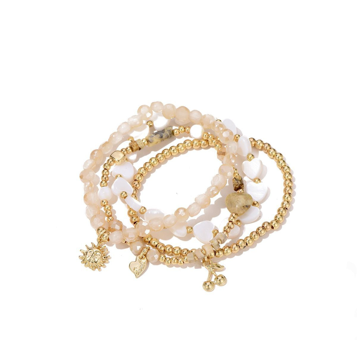 Sweet7 Armbanden set sunshine/cherry - beige