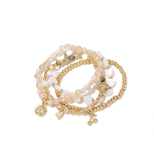 Sweet7 Armbanden set sunshine/cherry - beige