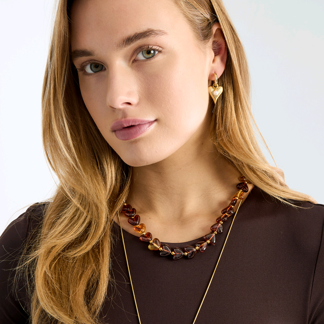 Hartjes ketting - bruin