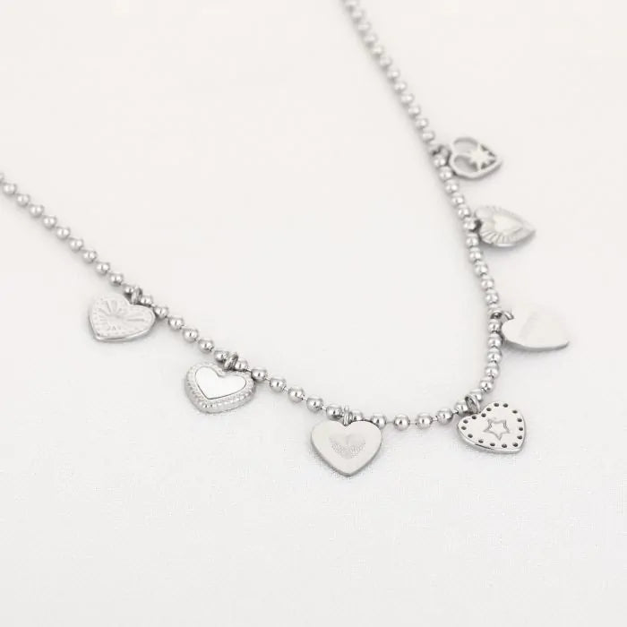 Hartjes bedels ketting - zilver