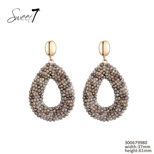 Sweet7 oorbellen- taupe/goud