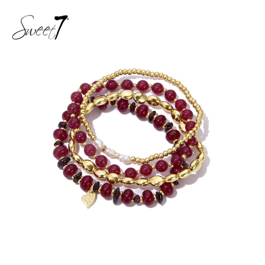Sweet7 armbanden set rood/goud