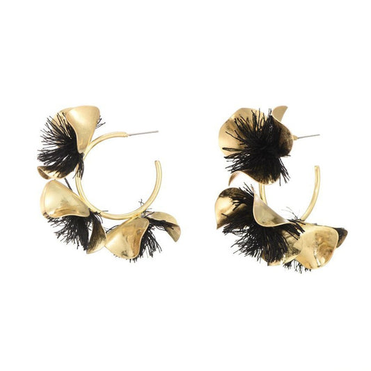 Creool bloem met kwast - zwart