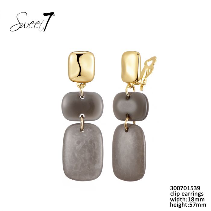 Sweet7 clip oorbellen - grijs