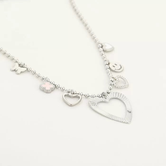 Bedels ketting - statement necklace - zilver