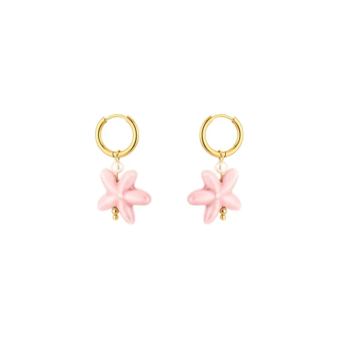 Zeester oorbellen roze - goud